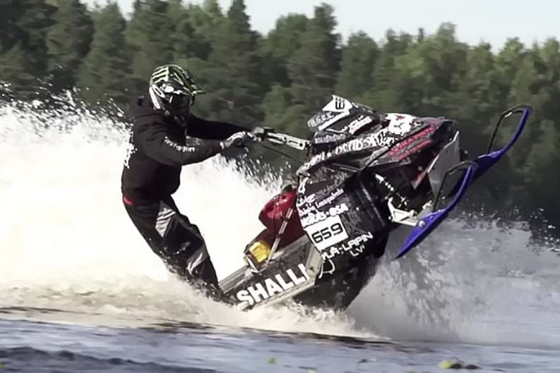 Snowmobile on Water